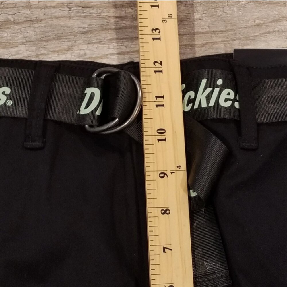 Dickies Women's Relaxed Baggy Fit Cropped Cargo Pants Belt Belted Black New - Picture 7 of 10
